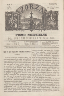 Zorza : pismo niedzielne dla ludu miejskiego i wiejskiego. R.1, Ner 5 (22 stycznia 1866)
