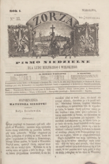 Zorza : pismo niedzielne dla ludu miejskiego i wiejskiego. R.1, Ner 33 (6 sierpnia 1866)