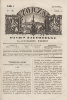 Zorza : pismo niedzielne dla ludu miejskiego i wiejskiego. R.1, Ner 36 (28 sierpnia 1866)