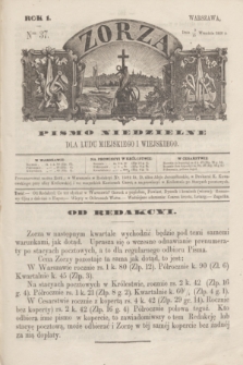 Zorza : pismo niedzielne dla ludu miejskiego i wiejskiego. R.1, Ner 37 (3 września 1866)