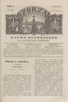 Zorza : pismo niedzielne dla ludu miejskiego i wiejskiego. R.1, Ner 39 (17 września 1866)