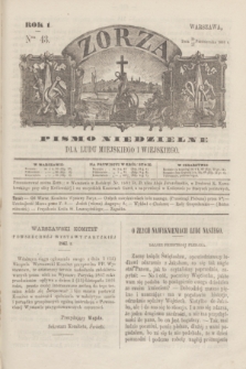 Zorza : pismo niedzielne dla ludu miejskiego i wiejskiego. R.1, Ner 43 (15 października 1866)