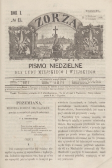 Zorza : pismo niedzielne dla ludu miejskiego i wiejskiego. R.1, № 45 (29 października 1866)