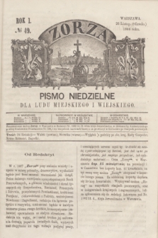 Zorza : pismo niedzielne dla ludu miejskiego i wiejskiego. R.1, № 49 (26 listopada 1866)