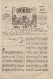 Zorza : pismo niedzielne dla ludu miejskiego i wiejskiego. R.3, № 1 (5 stycznia 1868)