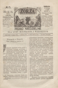 Zorza : pismo niedzielne dla ludu miejskiego i wiejskiego. R.3, № 5 (1 lutego 1868)
