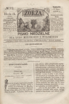 Zorza : pismo niedzielne dla ludu miejskiego i wiejskiego. R.3, № 12 (21 marca 1868)