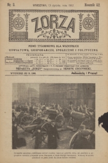 Zorza : pismo tygodniowe dla wszystkich oświatowe, gospodarcze, społeczne i polityczne. R.52, nr 2 (13 stycznia 1917)