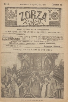 Zorza : pismo tygodniowe dla wszystkich oświatowe, gospodarcze, społeczne i polityczne. R.52, nr 3 (20 stycznia 1917)