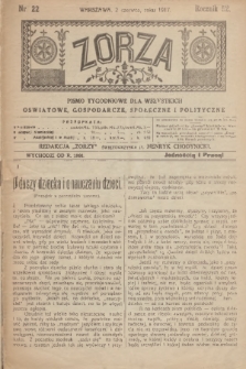 Zorza : pismo tygodniowe dla wszystkich oświatowe, gospodarcze, społeczne i polityczne. R.52, nr 22 (2 czerwiec 1917)