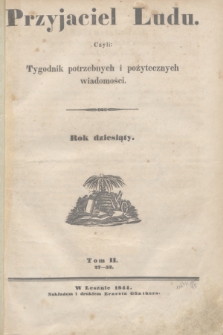 Przyjaciel Ludu. R.10, T.2, Spis artykułów w tomie drugim roku dziesiątego zawartych (1844)