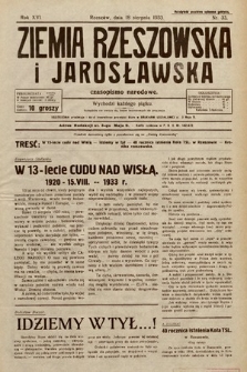 Ziemia Rzeszowska i Jarosławska : czasopismo narodowe. 1933, nr 33