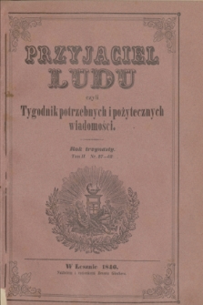 Przyjaciel Ludu. R.13, T.2, Spis artykułów w tem czasopismie zawartych (1846)