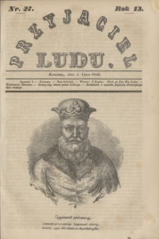 Przyjaciel Ludu. R.13, [T.2], Nr. 27 (4 lipca 1846)