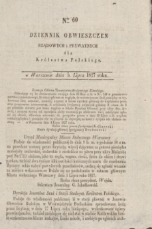 Dziennik Obwieszczen Rządowych i Prywatnych dla Królestwa Polskiego. 1827, Nro. 60 (5 lipca)