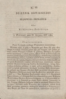 Dziennik Obwieszczen Rządowych i Prywatnych dla Królestwa Polskiego. 1827, Nro. 86 (13 sierpnia)