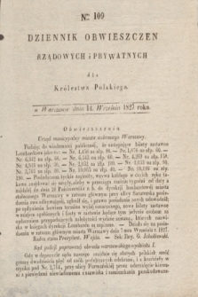 Dziennik Obwieszczen Rządowych i Prywatnych dla Królestwa Polskiego. 1827, Nro. 109 (14 września)