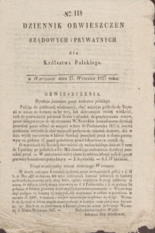 Dziennik Obwieszczen Rządowych i Prywatnych dla Królestwa Polskiego. 1827, Nro. 118 (27 września)