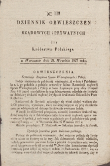 Dziennik Obwieszczen Rządowych i Prywatnych dla Królestwa Polskiego. 1827, Nro. 119 (29 września)