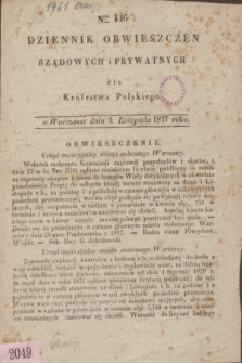 Dziennik Obwieszczeń Rządowych i Prywatnych dla Królestwa Polskiego. 1827, Nro. 146 (3 listopada)