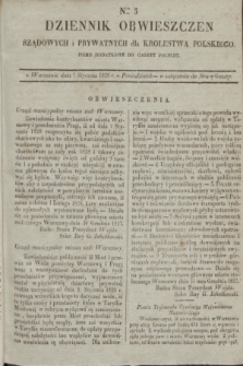 Dziennik Obwieszczen Rządowych i Prywatnych dla Krolestwa Polskiego : pismo dodatkowe do Gazety Polskiej. 1828, Nro. 3 (7 stycznia)