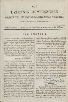 Dziennik Obwieszczen Rządowych i Prywatnych dla Krolestwa Polskiego : pismo dodatkowe do Gazety Polskiej. 1828, Nro. 6 (14 stycznia)