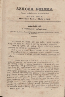 Szkoła Polska : pismo poświęcone wychowaniu. R.3, zeszyt 2 (luty 1851)