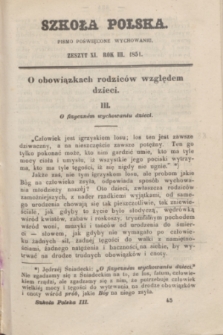 Szkoła Polska : pismo poświęcone wychowaniu. R.3, zeszyt 11 ([listopad] 1851)