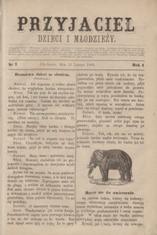 Przyjaciel Dzieci i Młodzieży : pismo obrazkowe. R.1, Nr 7 (13 lutego 1869)