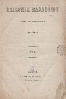 Dziennik Narodowy. R.1, skazówka przedmiotów w tomie I. Dziennika Narodowego (1841/1842) + wkładka