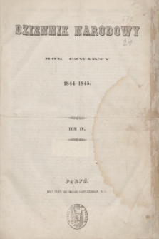 Dziennik Narodowy. R.4, skazówka przedmiotów w tomie 4tym Dziennika Narodowego (1844/1845)