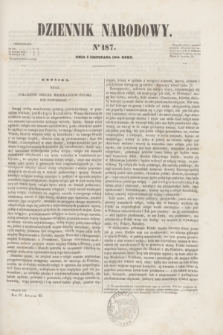 Dziennik Narodowy. R.4, [T.4], kwartał III, nr 187 (2 listopada 1844)