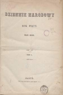 Dziennik Narodowy. R.5, skazówka przedmiotów w tomie 5tym Dziennika Narodowego (1845/1846)