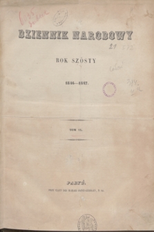Dziennik Narodowy. R.6, skazówka przedmiotów w tomie 6tym Dziennika Narodowego (1846/1847)