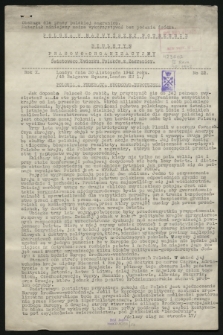 Biuletyn Prasowo-Organizacyjny Światowego Związku Polaków z Zagranicy. R.10, No 22 (30 listopada 1942)