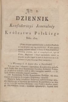 Dziennik Konfederacyi Jeneralney Królestwa Polskiego Roku 1812. Nro. 2 (13 lipca)
