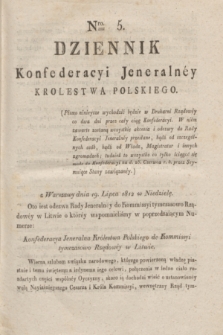 Dziennik Konfederacyi Jeneralney Królestwa Polskiego Roku 1812. Nro. 5 (19 lipca)