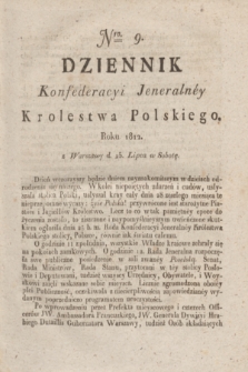 Dziennik Konfederacyi Jeneralney Królestwa Polskiego Roku 1812. Nro. 9 (25 lipca)