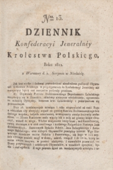 Dziennik Konfederacyi Jeneralney Królestwa Polskiego Roku 1812. Nro. 13 (2 sierpnia)