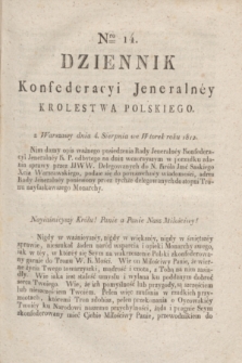 Dziennik Konfederacyi Jeneralney Królestwa Polskiego Roku 1812. Nro. 14 (4 sierpnia)