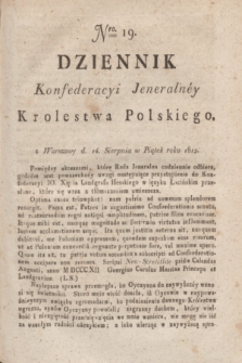 Dziennik Konfederacyi Jeneralney Królestwa Polskiego Roku 1812. Nro. 19 (14 sierpnia)