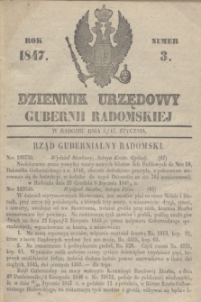 Dziennik Urzędowy Gubernii Radomskiej. 1847, Numer 3 (17 stycznia)