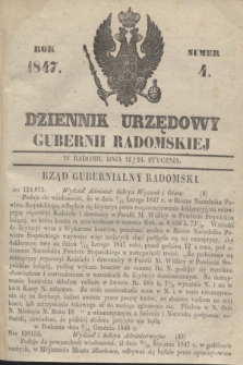 Dziennik Urzędowy Gubernii Radomskiej. 1847, Numer 4 (24 stycznia) + dod.