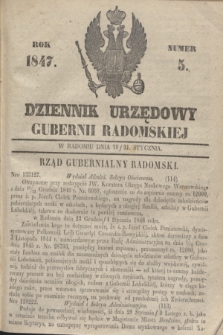 Dziennik Urzędowy Gubernii Radomskiej. 1847, Numer 5 (31 stycznia) + dod.
