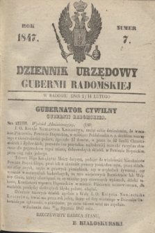 Dziennik Urzędowy Gubernii Radomskiej. 1847, Numer 7 (14 lutego)