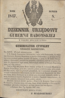 Dziennik Urzędowy Gubernii Radomskiej. 1847, Numer 8 (21 lutego) + dod.