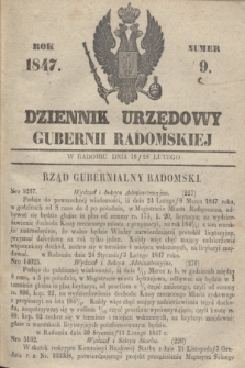 Dziennik Urzędowy Gubernii Radomskiej. 1847, Numer 9 (28 lutego) + dod.