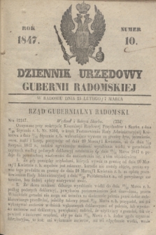 Dziennik Urzędowy Gubernii Radomskiej. 1847, Numer 10 (7 marca) + dod.