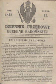 Dziennik Urzędowy Gubernii Radomskiej. 1847, Numer 11 (14 marca) + dod.