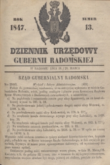 Dziennik Urzędowy Gubernii Radomskiej. 1847, Numer 13 (28 marca) + dod.